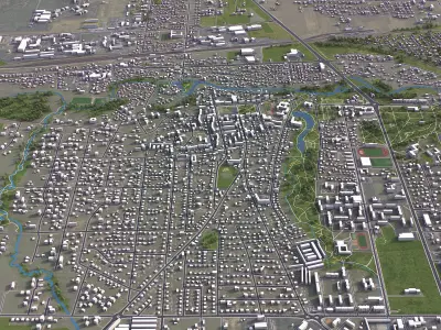 Kretinga - 3D City Model Low-poly 3D model