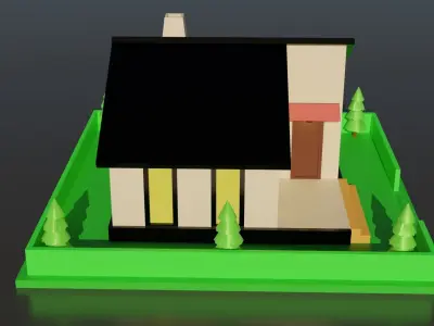 Low poly Modern House 001 Low-poly 3D model
