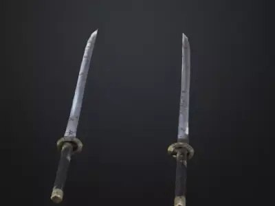 Broken Katanas  Battle Samurai Swords 3D Model Game Ready Low-poly 3D model