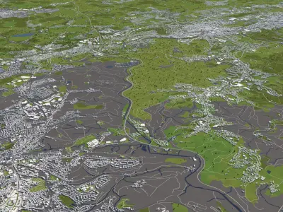 Wuppertal Germany 50x50km 3D City Map 3D model