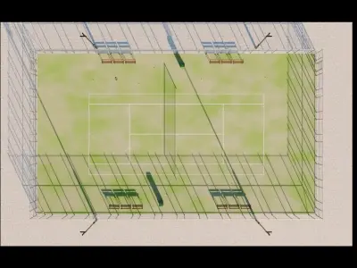 Tennis Court - Blender Scene Low-poly 3D model
