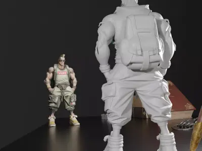 Urban Tactical Street Fighter Muscular Mohawk Warrior 3D print model