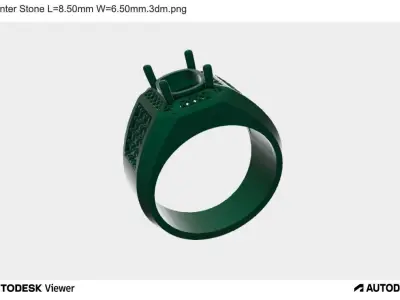 Men Ring 3D Oval Main Stone  3D print model