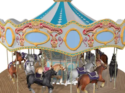 Carousel Rigged Low-poly 3D model