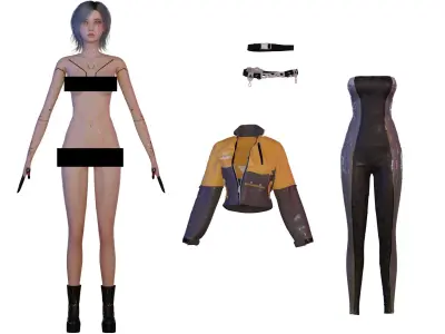 Cyberpunk Girl - Game Ready Low-poly 3D model