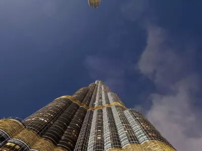 Realistic Dubai Downtown Environment Burj Khalifa Area Low-poly 3D model