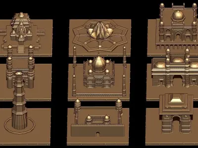  Indian Monuments Low-poly Landmarks Texture