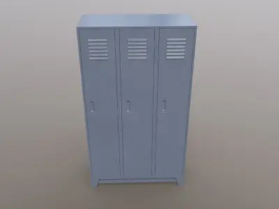 PBR School Gym Locker 08 - Grey Low-poly 3D model