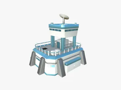 SciFi Facility B01 White Blue - Sci Fi Exterior Design Low-poly 3D model