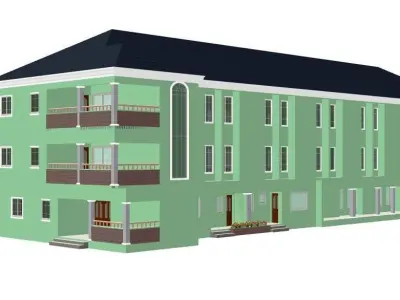 Hostel Building Low-poly 3D model