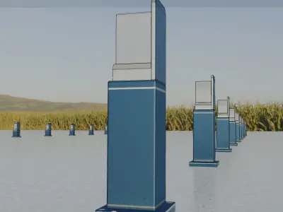 Street Light 8 Bollard 500 mm Futuristic Blue Version 2 Low-poly 3D model