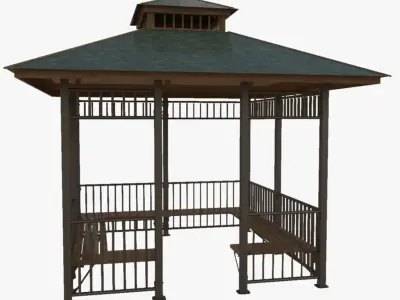 Metal  Wooden Garden Pergola Gazebo Arbor Collection 3D Model Pack