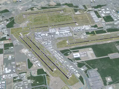 Houston George Bush Airport  15km Low-poly 3D model