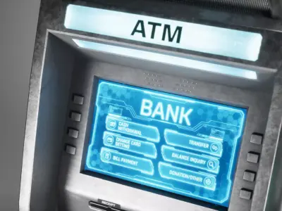 Sci-Fi Futuristic Cyberpunk ATM Low-poly 3D model