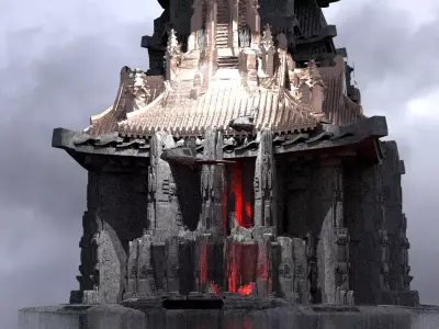 Sci-Fi dark Cyberpunk temples 3  3D model