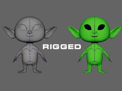 Low-Poly Cartoon Alien Animated Low-poly 3D model