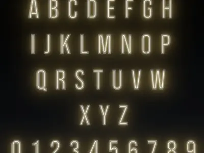 Neon Light Box Font 3D model