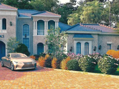 COUNTRY HOUSE SKETCHUP VRAY RENDER REFERENCE FILE 3D model