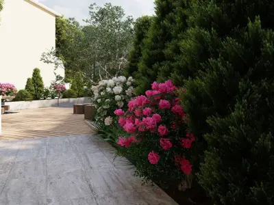 3D Exterior Scene 3D model design garden and landscape 3D 3D model order