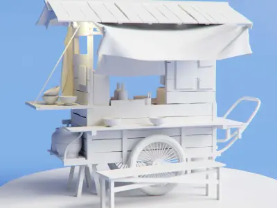 Japanese Ramen Stall Free 3D model