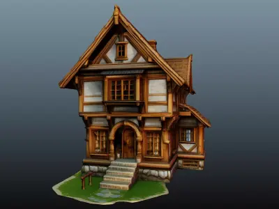Mediaval fantasy house High-Poly 3D model