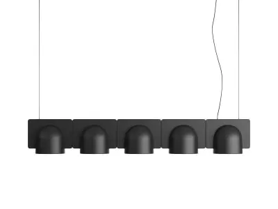 Igloo 5 pendant light with four tubes hanging from ceiling 3D model