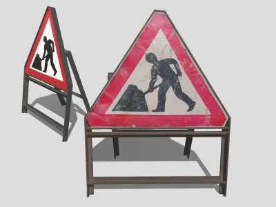Construction Sign Low-poly 3D model