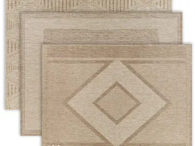 Carpet set 31 - Bundle - 3 Geometrical Jute Rugs 3D model