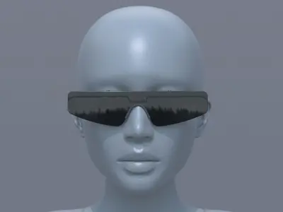 Balenciaga ski rectangle sun glasses 3D model