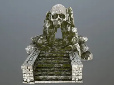 skull cave Low-poly 3D model
