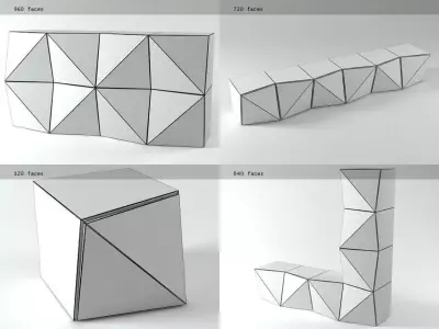 Origami different colored geometric shapes on table Free 3D model