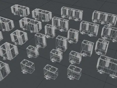 Blocks Buildings Residental Apartments Flats 26x Package Low-poly 3D model