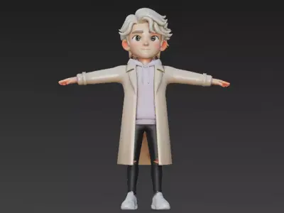 Cartoon Korean Style Boy 3D Model Rigged Character Low-poly 3D model