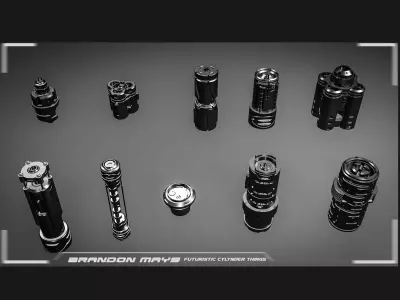 Kitbash CAD sci-fi cylinders 3D model