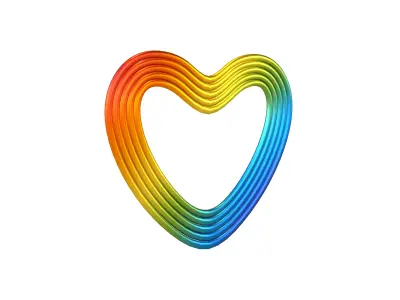 Line Heart Icon v1 015 Low-poly 3D model