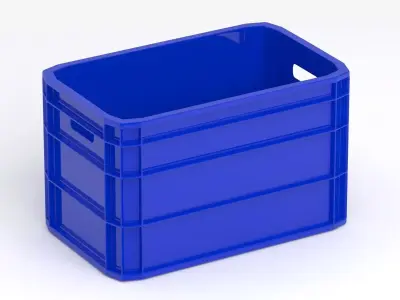 Portable Plastic Crate Blue 3D model