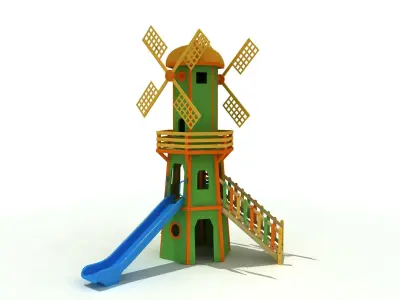  Windmill Wood Kid Playground high Detail 3D model 3D model
