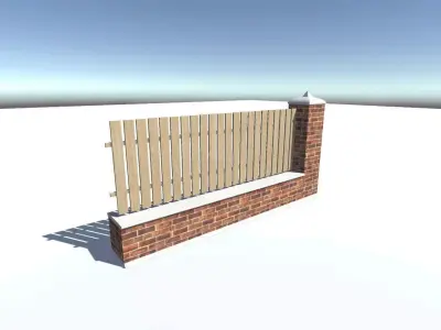 Fence model wooden in snow Free low-poly 3D model