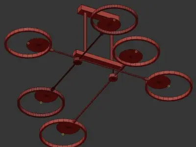 RISOR L light fixture with four circular lights 3D model