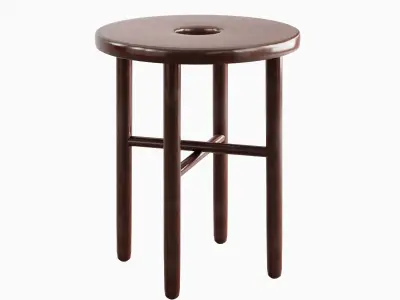 Namba Walnut Stool 02 Low-poly 3D model