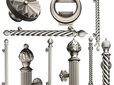 Classic Door Handle Chrome Collection Low-poly 3D model