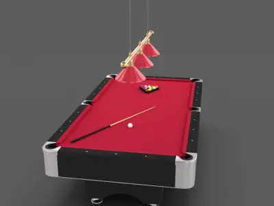 8 Ball Pool Table Setting Red 3D model
