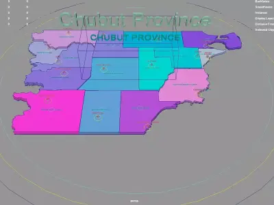 Chubut Province  Argentina map region geography political 3D model