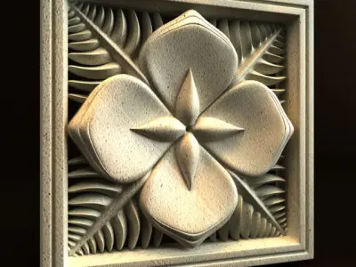 Carving flower in shape of square 3D model