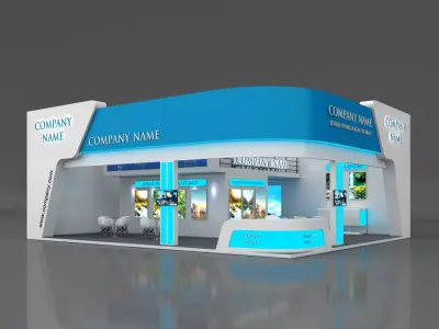 Booth Exhibition Stand Stall 10x12m Height 500 cm 2 Side Open 3D model