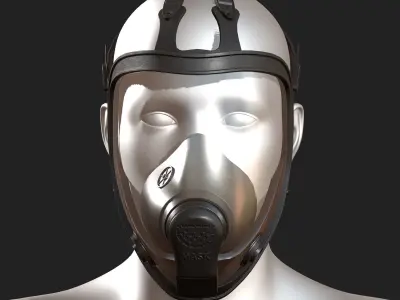 Gas mask black protection futuristic technology  Low-poly 3D model