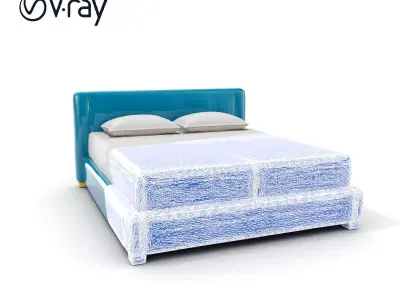 Modern Upholstered Bed Frame Model Pack Low-poly 3D model