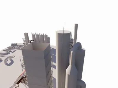 detailed and realistic representation of an industrial complex 3D model