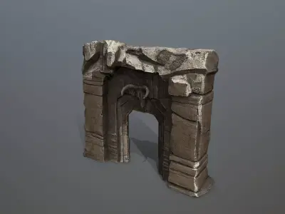 old gate Low-poly 3D model 6