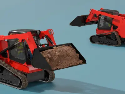  Skid Steer Loader with Operator and Soil Load Rigged for Maya 